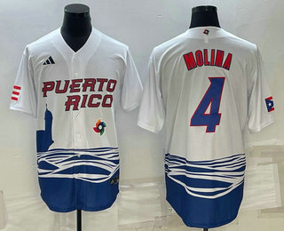Men%27s Puerto Rico Baseball #4 Carlos Correa 2023 White World Baseball Classic Stitched Jersey